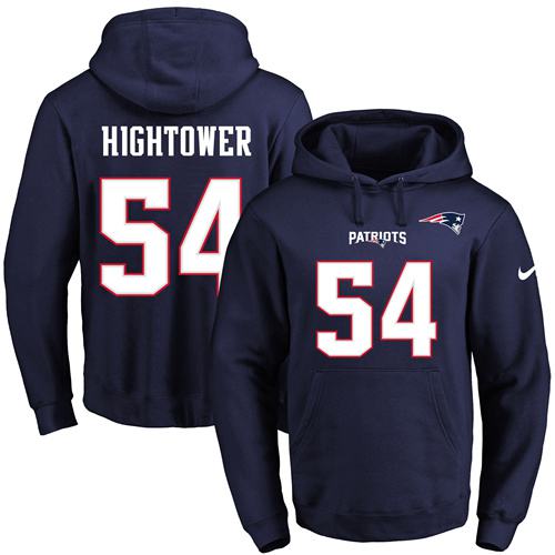 Nike Patriots #54 Dont'a Hightower Navy Blue Name & Number Pullover NFL Hoodie